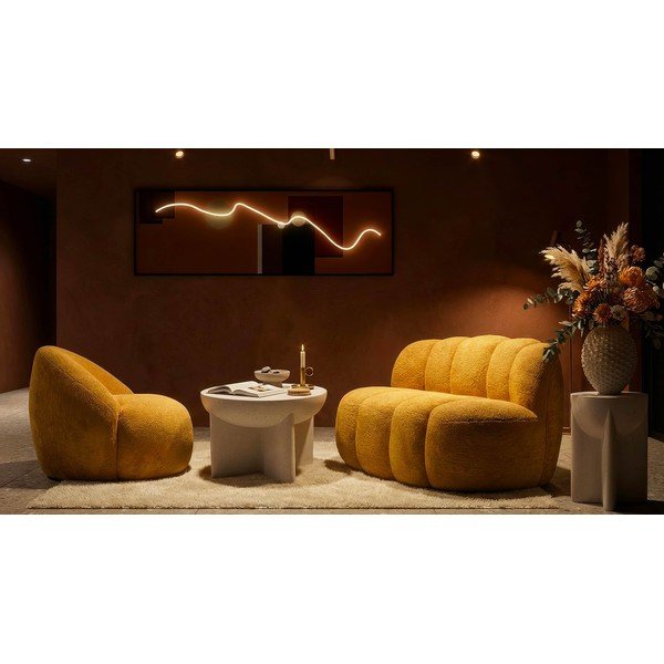 Диван от прежда с примки от букле в цвят горчица 145 cm Ball – Mauro Ferretti-image-1