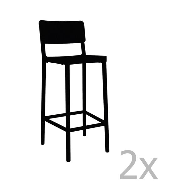 Комплект от 2 черни бар столове, подходящи за открито Lisboa, височина 102,2 cm - Resol