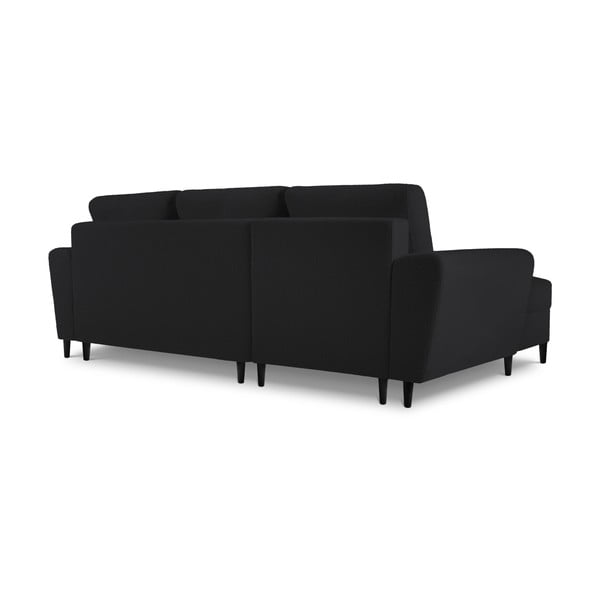 Черен разтегателен ъглов диван с място за съхранение от прежда с примки от букле (ляв ъгъл) Kyoto – Cosmopolitan Design-image-4