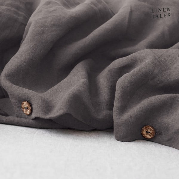 Тъмносива ленена завивка , 140 x 200 cm - Linen Tales-image-1