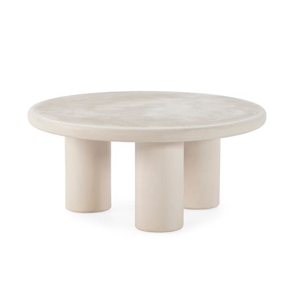 Кремава кръгла масичка за кафе от декор от камък ø 80 cm Iriel – MOME-image-2