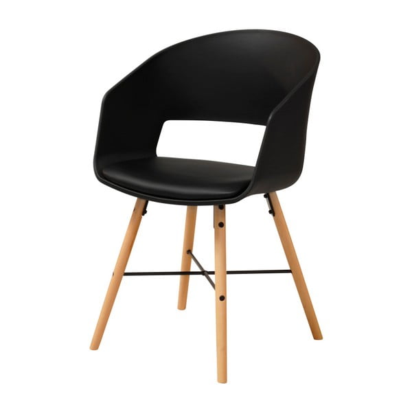 Черен трапезен стол с букови крака Luna - Interstil