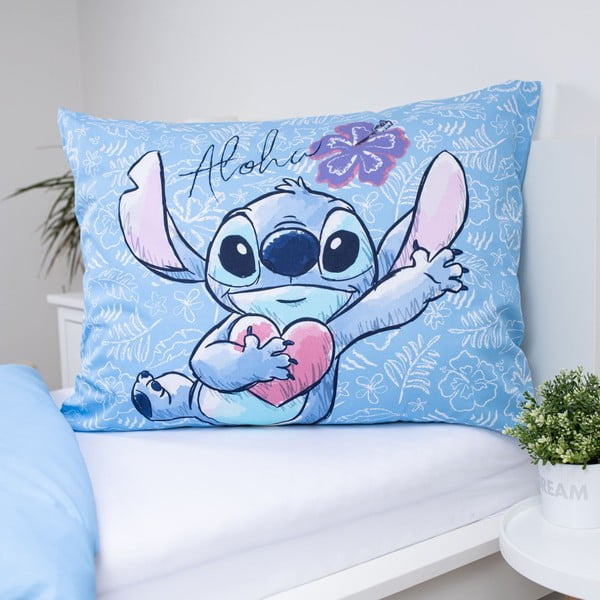 Синьо  единично  памучно детско спално бельо 140x200 cm Lilo and Stitch "Wave" – Jerry Fabrics-image-4
