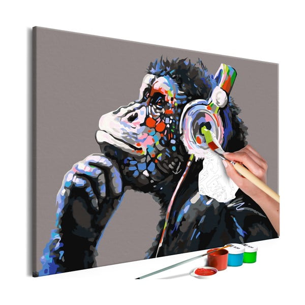 DIY set na tvorbu vlastního obrazu na plátně Artgeist Musical Monkey, 60 x 40 cm