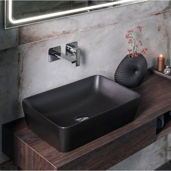 Матово-черна вградена батерия за мивка (1 изход) Pax – Sapho-image-1