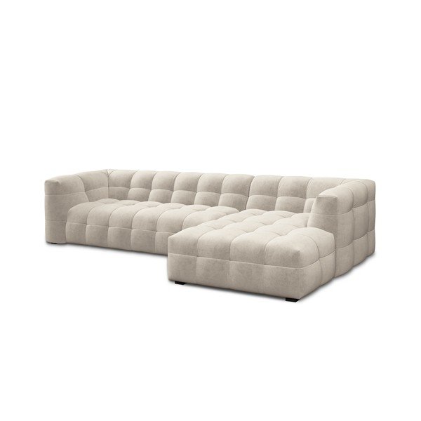 Бежов ъглов диван от кадифе , десен ъгъл Vesta - Windsor & Co Sofas-image-3