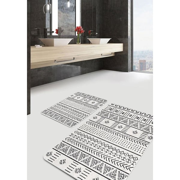 Черно-бели изтривалки за баня в комплект от 2 бр. 60x100 cm - Mila Home-image-3