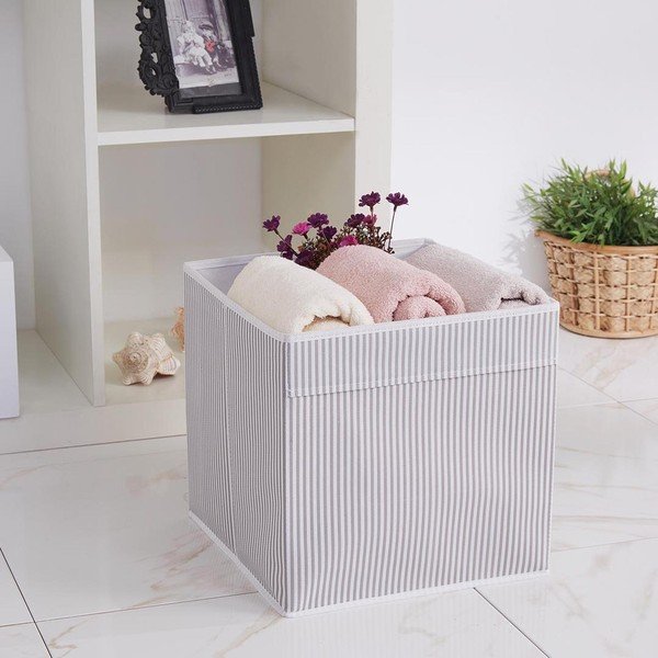 Сива текстилна кутия за съхранение 30x30x30 cm – Mioli Decor-image-1