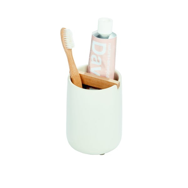 Бяла керамична чаша за четки за зъби Eco Vanity - iDesign