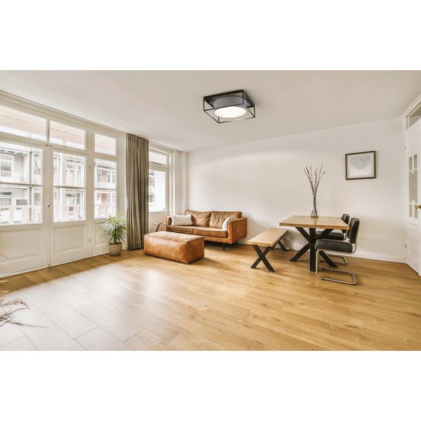 Черно-сиво осветително тяло за таван с текстилен абажур 60x60 cm Carre – Fischer & Honsel-image-1