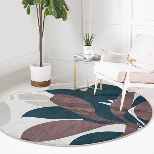 Кръгъл килим подходящ за пране и за прахосмукачки роботи ø 120 cm Comfort – Mila Home-image-3