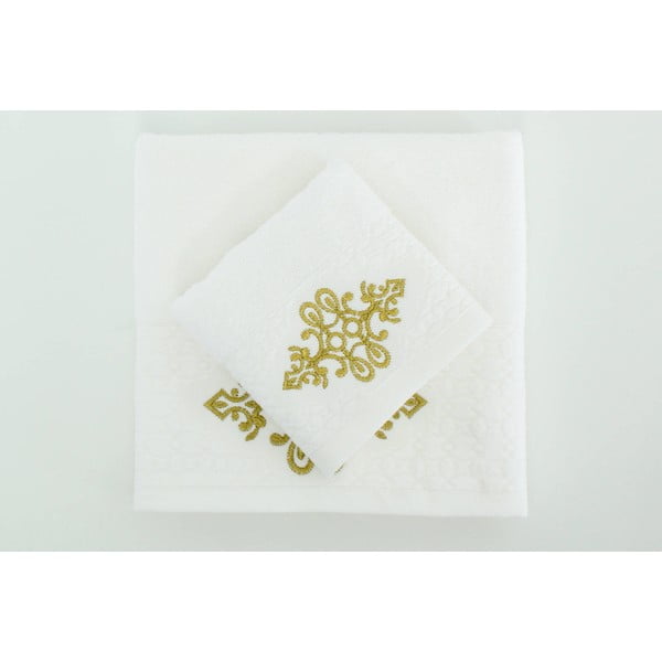 Sada 2 ručníků Isle White Gold, 30x50 cm + 50x90 cm