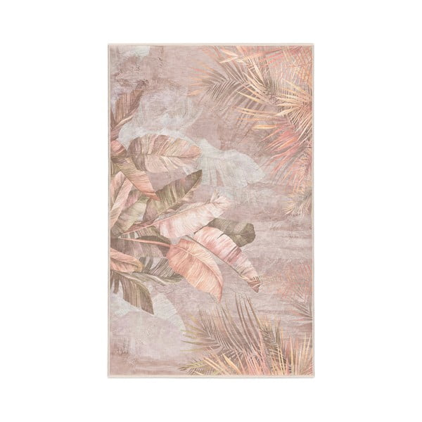 Бежов килим подходящ за пране 80x150 cm Dusty Leaves – Mila Home