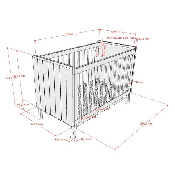 Бежово детско креватче 60x120 cm от масивен бор с регулируема височина Sezane – Vipack-image-3