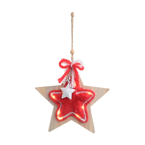 Коледна дървена светлинна украса във формата на звезда Jade - InArt