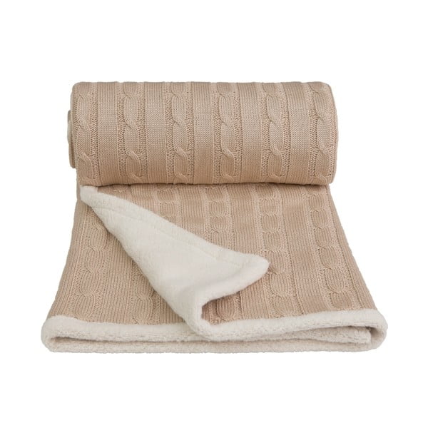 Бежово плетено бебешко одеяло със съдържание на памук , 80 x 100 cm Winter - T-TOMI