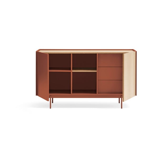 Нисък скрин в цвят тухла и естествен дъб 130x78 cm Otto - Teulat-image-2