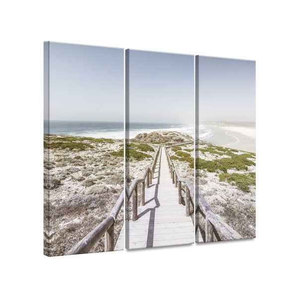 Картина от няколко части Платно край морето, 27 x 75 cm - Styler