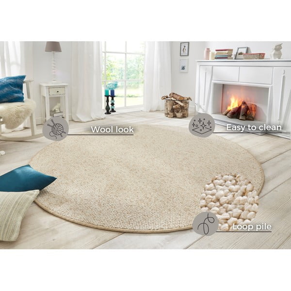 Кремав кръгъл килим ø 133 cm Wolly – BT Carpet-image-4