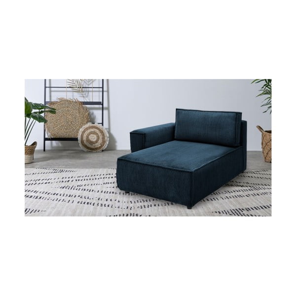 Тъмносин модул за диван от велур, ляв ъгъл Nihad modular – Bobochic Paris-image-1