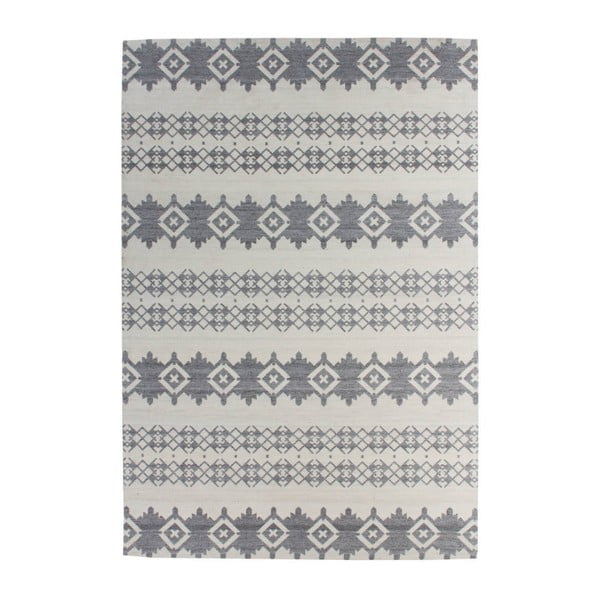 Ručně tkaný vlněný koberec Kayoom Nuance 522 Grau Elfenbein,80 x 150 cm
