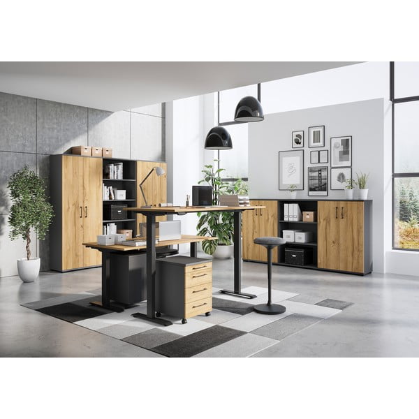 Работна маса с електрическо регулиране на височината с дъбов плот 80x180 cm Agenda – Germania-image-2