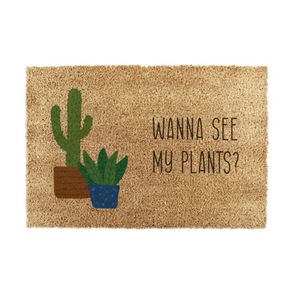 Изтривалка от кокосови влакна 40x60 cm Wanna See My Plants – Artsy Doormats