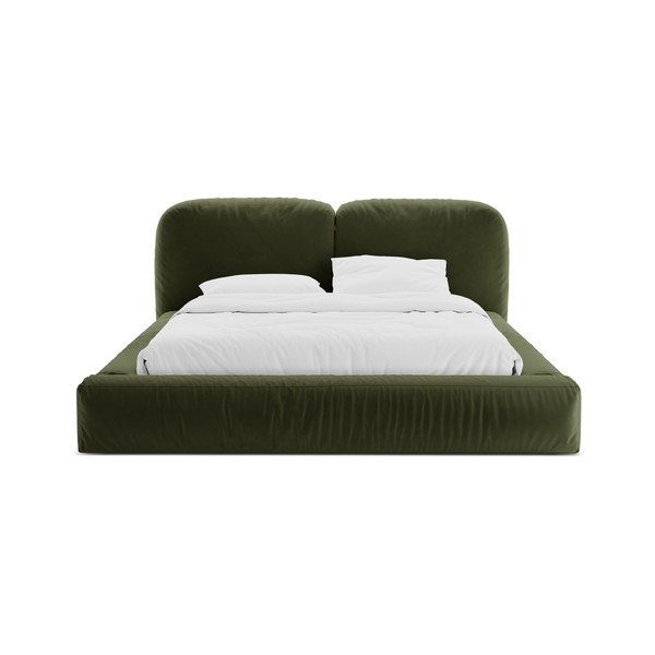 Зелено тапицирано двойно легло с място за съхранение и включена подматрачна рамка 160x200 cm Martina – Micadoni -image-4