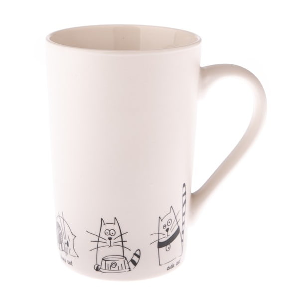Бяла порцеланова чаша с котки Simple Cats, 380 ml - Dakls