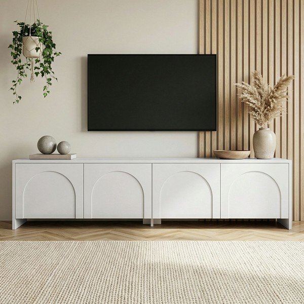 Бяла маса за телевизор 180x45x32 cm Aurelia – Kalune Design-image-2