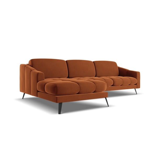 Оранжев кадифен ъглов диван (ляв ъгъл) Nalu – Makamii-image-4