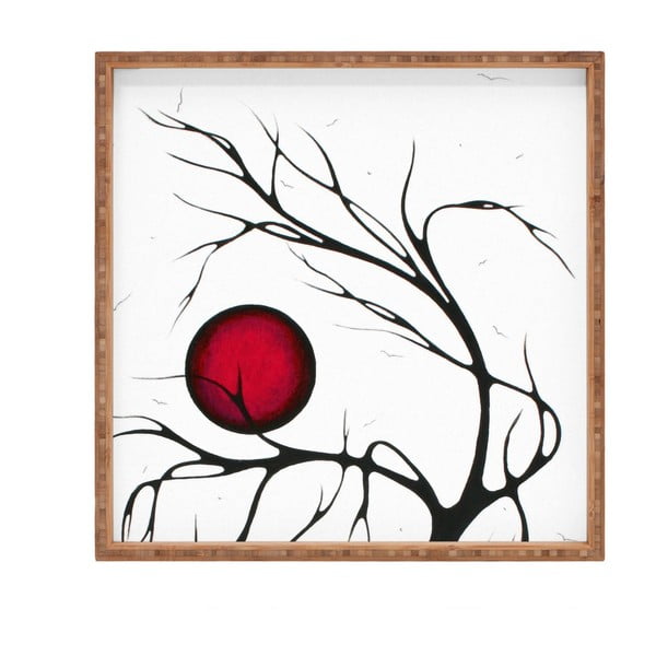 Дървен декоративен поднос за сервиране Red Moon, 40 x 40 cm - Unknown