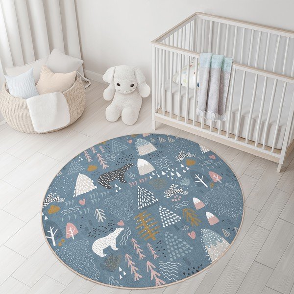 Син детски килим подходящ за пране ø100 cm Forest Land – Mila Home-image-2