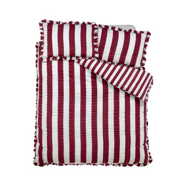 Тъмнолилаво двойно  спално бельо 220x230 cm Seersucker Frill Stripe – Catherine Lansfield