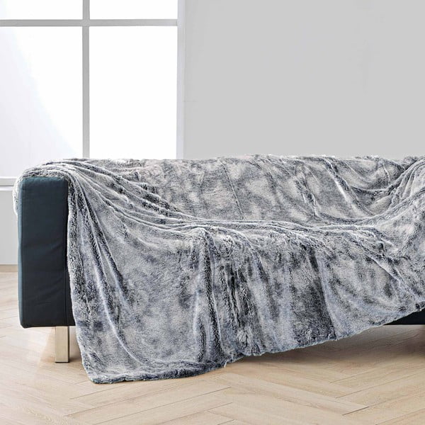 Сиво одеяло от изкуствена кожа 180x220 cm Antartic – douceur d'intérieur-image-1