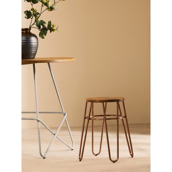 Стол от масивен бряст в естествен цвят/розово златист District – Premier Housewares-image-1