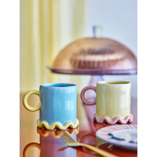 Светложълти/светлосини керамични чаши в комплект 2 бр. 350 ml Polly – Bloomingville-image-1