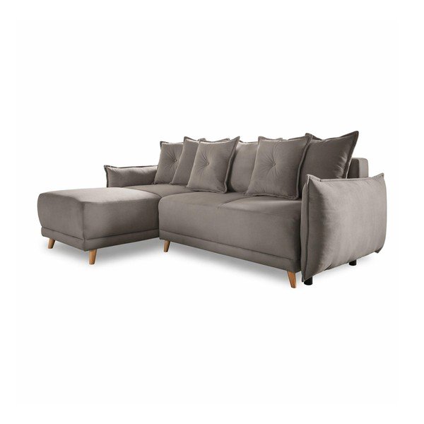 Светлокафяв велурен разтегателен диван (променлив) Lazy Lukka - Miuform