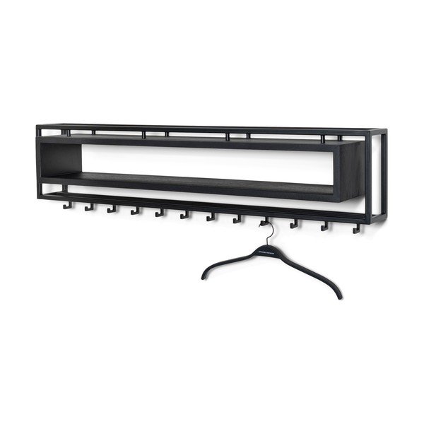 Черна метална стенна закачалка с рафт 118 cm School – Spinder Design-image-2