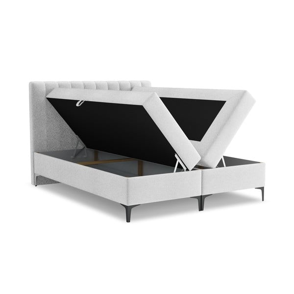 Боксспринг легло 180x200 cm с място за съхранение в сребрист цвят Puhala – Makamii-image-1