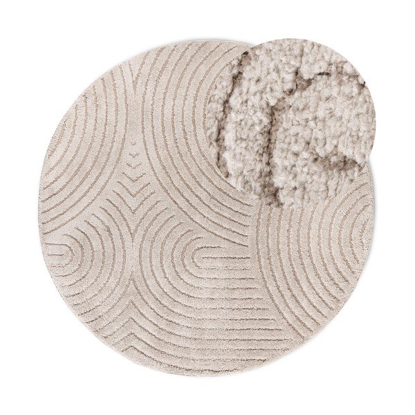 Бежов кръгъл килим ø 160 cm Panglao New York Taupe – Elle Decoration