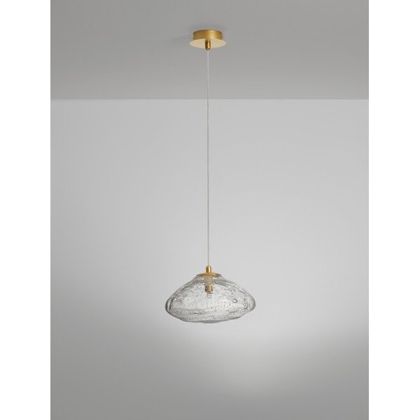 Стъклено висящо осветително тяло в месингов цвят ø 26 cm King – Nova Luce-image-4