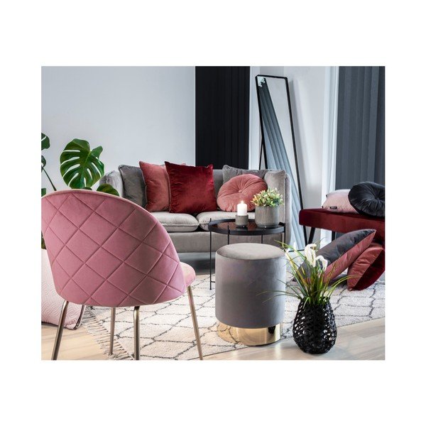 Сива възглавница с кадифена калъфка, ø 45 cm Luso - House Nordic-image-3