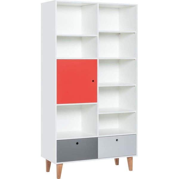 Шкаф за книги с врати от червен дъб Концепция, 105 x 201,5 cm - Vox