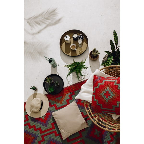 Двустранен килим за открито от рециклирана пластмаса Orange & Violet Orange & Violet, 120 x 180 cm Lhasa - Fab Hab-image-3