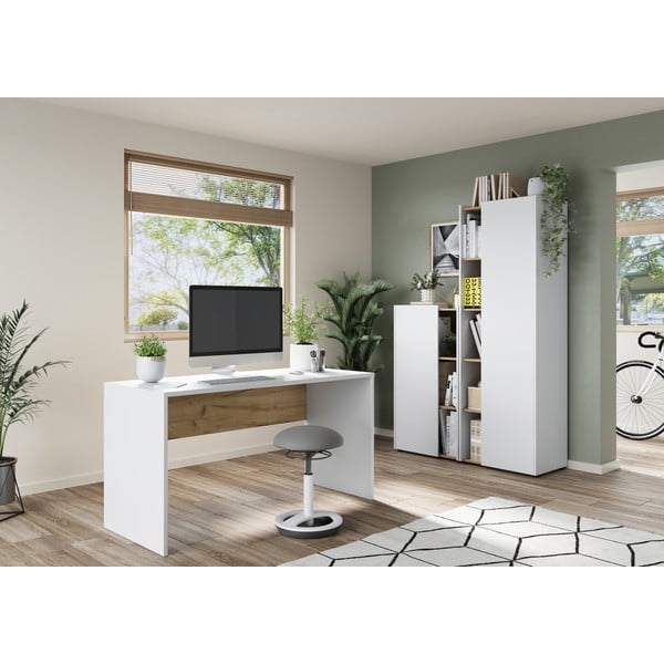 Работна маса с бял плот за маса 60x140 cm Hasselt – Germania-image-1