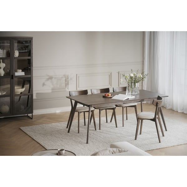 Тъмнокафява сгъваема трапезна маса от декор от дъб  90x190 cm Yumi – Rowico-image-3