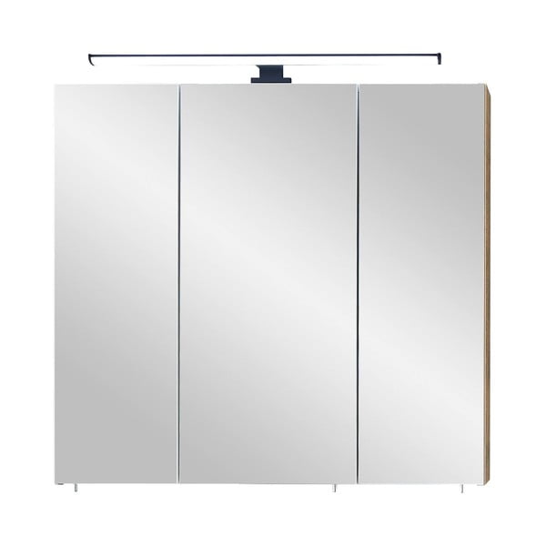Кафяв висящ шкаф за баня с огледало 75x70 cm Set 374 - Pelipal