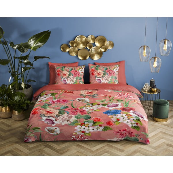 Оранжево двойно удължено спално бельо от памучен сатен 240x220 cm Amalia – Descanso-image-1