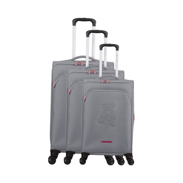 Комплект от 3 сиви багажа на 4 колела Lulucastagnette Emilia - LULUCASTAGNETTE